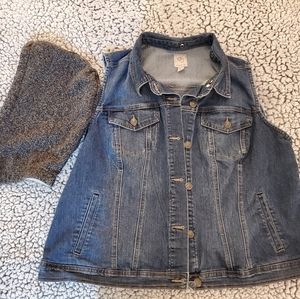 Denim vest (size 2X) with detachable hood